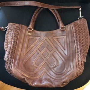 Authentic Elliott Lucca Brown Leather Satchel Bag